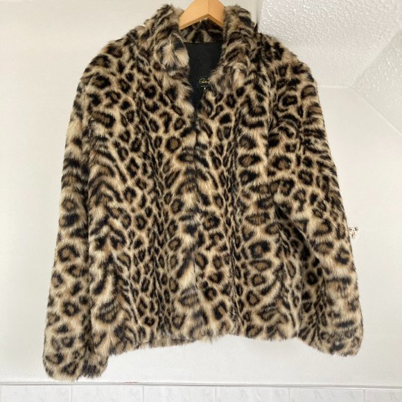 Jackets & Blazers - Vintage Faux Fur Animal Print Short Length Coat UK Size 16